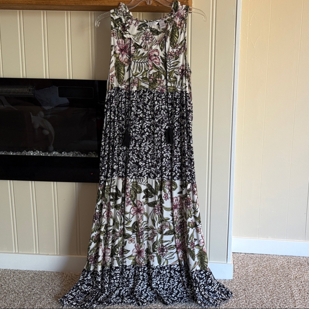Kaktus Floral Maxi Dress - Black, Green, Pink